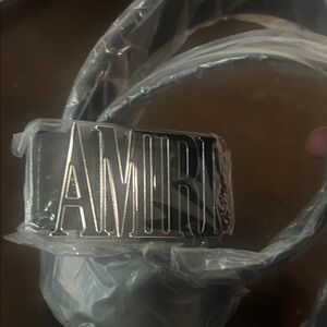 AMIRI Silver and Black Leather Belt